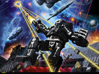 Robot attack space ship station - dan mumford free wallpaper for desktop