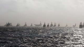 Ships ocean foggy day sky - huge free wallpaper