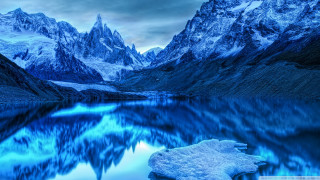 Mountain lake snow clouds blue - snow covered mountains free wallpaper