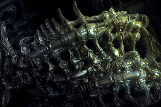 Metallic bioreal armor glowing raytraced - a large metal object free wallpaper for desktop