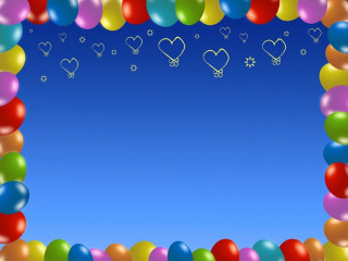 Balloons hearts stars sky blue 2 - a bunch of balloons free wallpaper for desktop