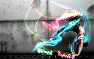 Man handstand neon lights graffiti - funk art free wallpaper for desktop