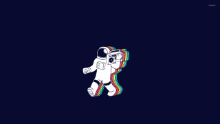 Spaceman rainbow striped helmet camera - a skateboard free wallpaper for desktop