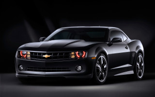 Black chevrolet camaro dark room 3 - spotlight free wallpaper