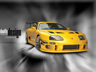 Yellow sports car black stripe 5 - hood free wallpaper