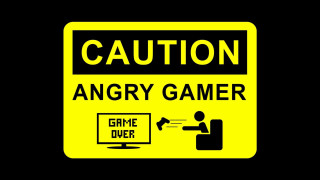 Yellow caution sign angry gamer - a cross stitch free wallpaper