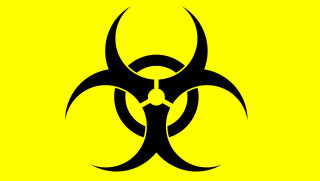 Biohazard black yellow symbol person - biopunk free wallpaper for desktop