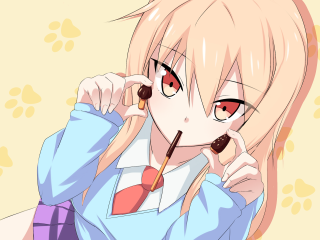 Girl pen mouth cat paw - a pen free wallpaper