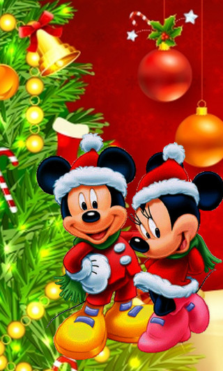Mickey minnie mouse christmas scene - free holidays wallpaper for mobile