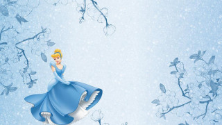 Blue dress girl flying winter - a snow background free wallpaper