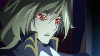 Man red eyes white hair - a door free wallpaper