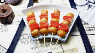 Plate food toothpicks teapot background - sakimichan free wallpaper