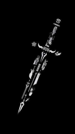 Sword skull cross black white - the front free wallpaper for mobile
