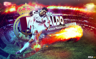 Soccer player kicking ball fireball - a ball free wallpaper