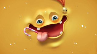 Yellow background smiling face candy 2 - top of it free wallpaper for desktop