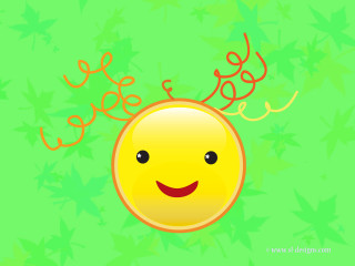 Smiley face red smile green - vector art free wallpaper