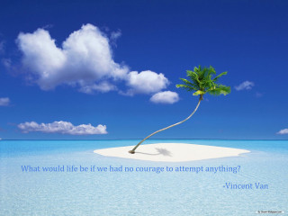 Lone palm tree island quote - a famous author free wallpaper