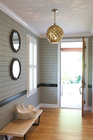 Hallway bench mirror door window - a light fixture free wallpaper