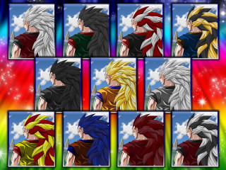 Anime characters diverse colors hair - a rainbow background free wallpaper