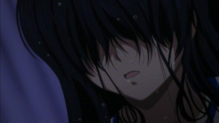 Woman black hair sad look - her face and chest free wallpaper