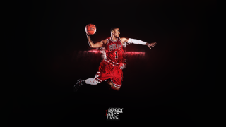 Man red uniform playing basketball - a ball free wallpaper