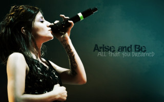 Woman microphone quote gothic divine - the wall behind her free wallpaper for desktop