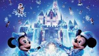 Mickey mouse couple castle snowflakes - promotional free wallpaper for desktop