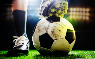 Soccer ball foot grass lights - a persons foot free wallpaper