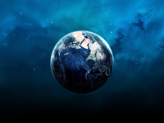 Blue black earth space stars - space free wallpaper for desktop