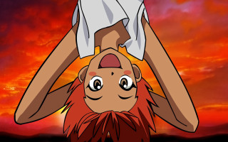 Cartoon character shirt sunset red - a cartoon character holding free wallpaper