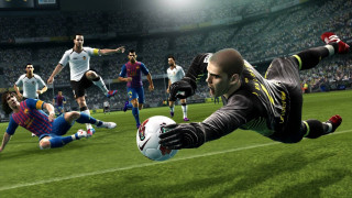 Man diving soccer ball game - other player free wallpaper