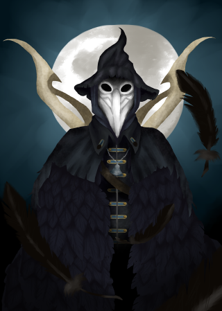 Black bird mask long tail - fantasy character portrait free wallpaper