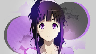 Purple haired girl moon circle - a purple circle free wallpaper