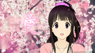 Girl pink bow background flowers - anime art style free wallpaper for desktop