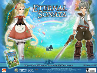 Anime couple blue sky rainbow - a rainbow in the background free wallpaper for desktop