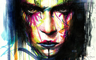 Woman face paint splatters lines - carne griffiths free wallpaper