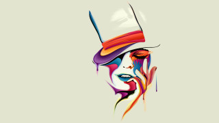 Colorful hat woman cigarette smile - her head and a cigarette free wallpaper
