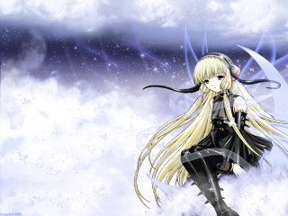 Girl cloud moon anime gothic - a moon in the background free wallpaper