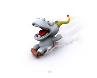 Cartoon hippo snowboard green hat - extreme free wallpaper