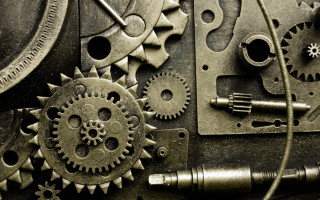 Clock gears closeup cord mechanism - eduardo paolozzi free wallpaper