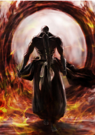Man black dress fire ring - free fantasy wallpaper for mobile