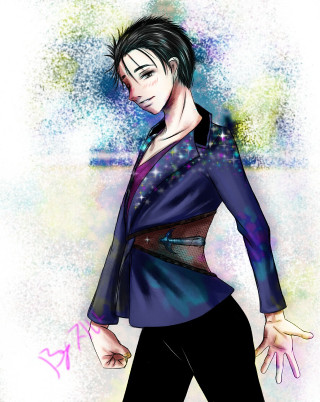 Male character purple shirt black - fabien charuau free wallpaper for mobile