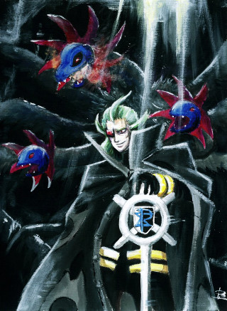 Man sword fish surrounding sword - a painting of a man free wallpaper for mobile