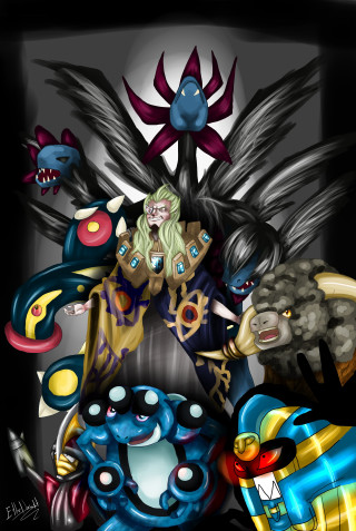 Cartoon characters with wings demon - epic composition free wallpaper for mobile