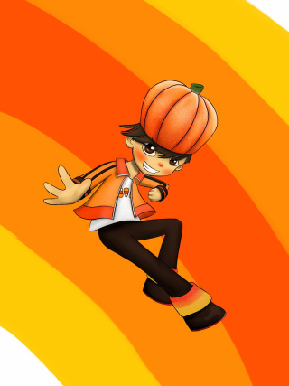 Cartoon character flying pumpkin head - a pumpkin free wallpaper for mobile