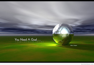 Soccer ball green field cloudy - a quote below free wallpaper