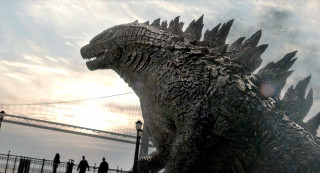 Godzilla statue bridge people walking - daryush shokof free wallpaper for desktop