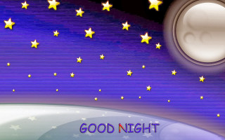 Blue background stars clock good - the word good night free wallpaper