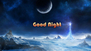Night sky moon star mountains - computer graphic free wallpaper