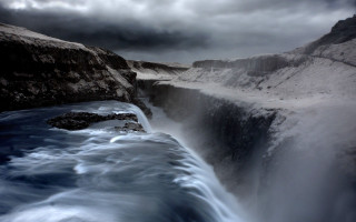 Waterfall heavy flow dark sky - derold page free wallpaper for desktop
